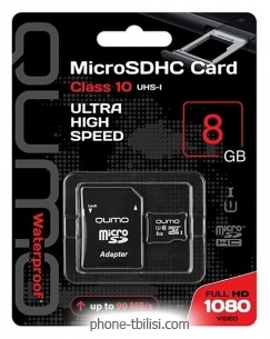 Qumo microSDHC class 10 UHS-I U1 8GB + SD adapter