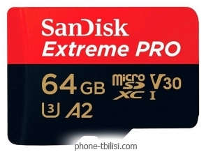 SanDisk Extreme Pro microSDXC Class 10 UHS Class 3 V30 A2 170MB/s 64GB + SD adapter