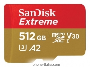 SanDisk Extreme microSDXC Class 10 UHS Class 3 V30 A2 160MB/s 512GB + SD adapter