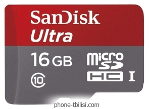 Sandisk Ultra microSDHC Class 10 UHS-I 48MB/s 16GB + SD adapter